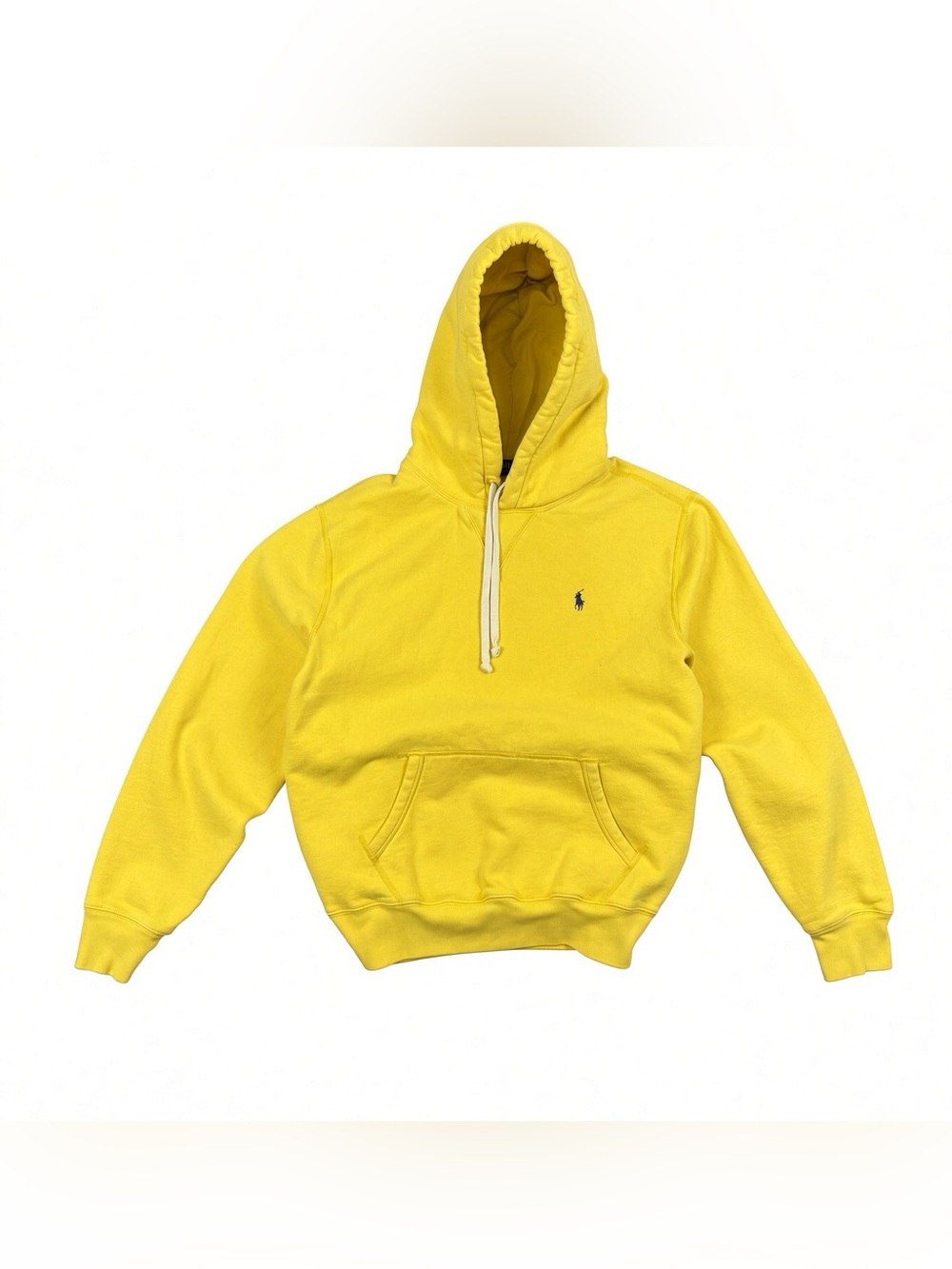 Polo Ralph Lauren Yellow Fleece Hoodie Mens M Small Pony Pullover